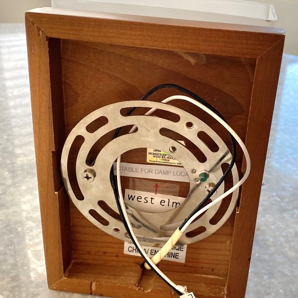 NIB West Elm Bathroom Sconce Milk Glass Cherry Wood - Picture 3 of 7